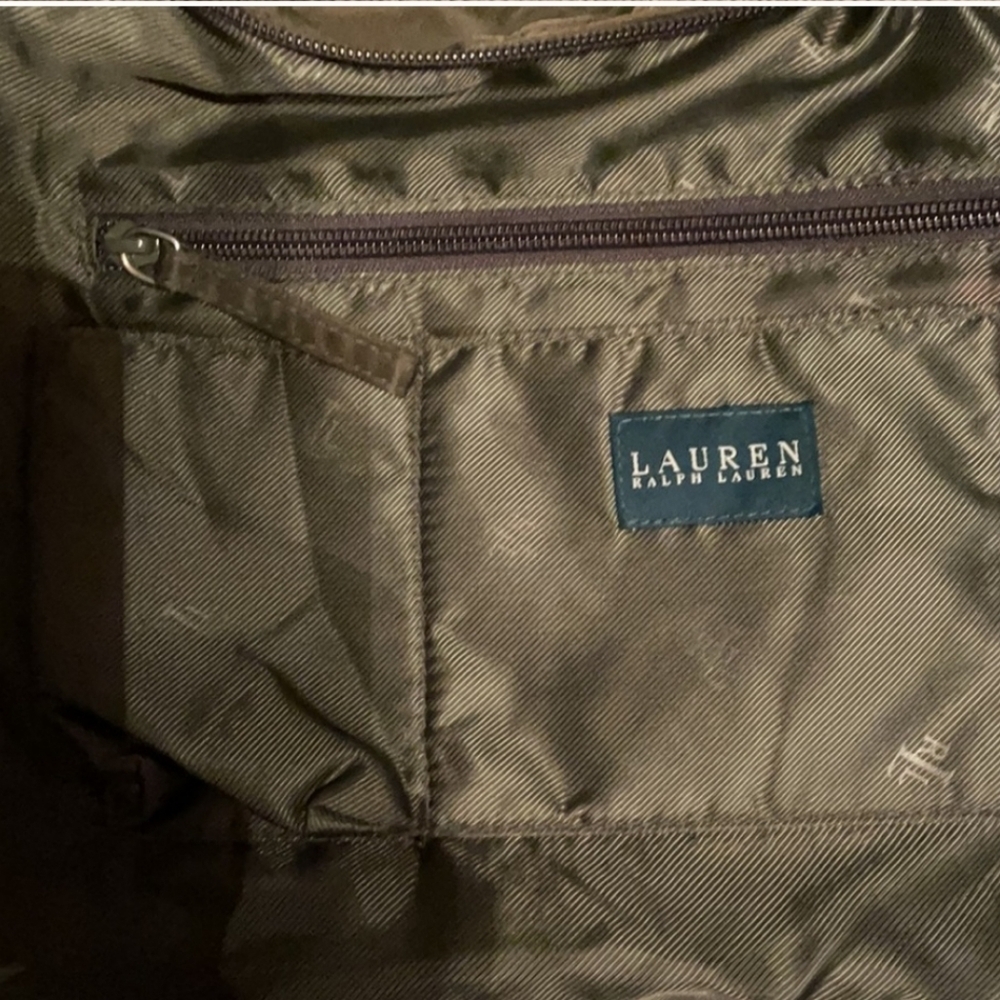 Lauren Ralph Lauren green‎ nylon canvas purse | Jesus Button decor pins - Picture 6 of 16